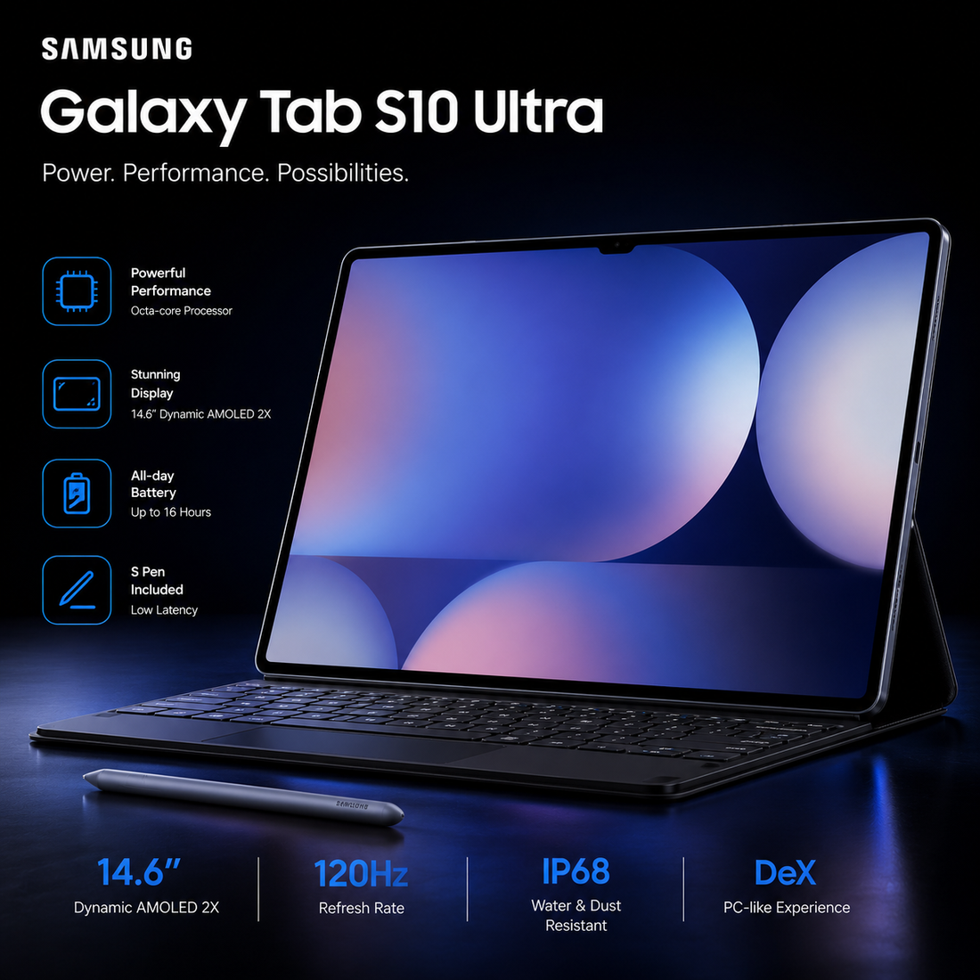 G·Vill S10 Ultra Tablet in UAE — 10.1" Android 15, Octa-Core, 32GB RAM, 512GB ROM, 64MP Camera, 8000mAh Battery, Dual SIM - Free Delivery UAE