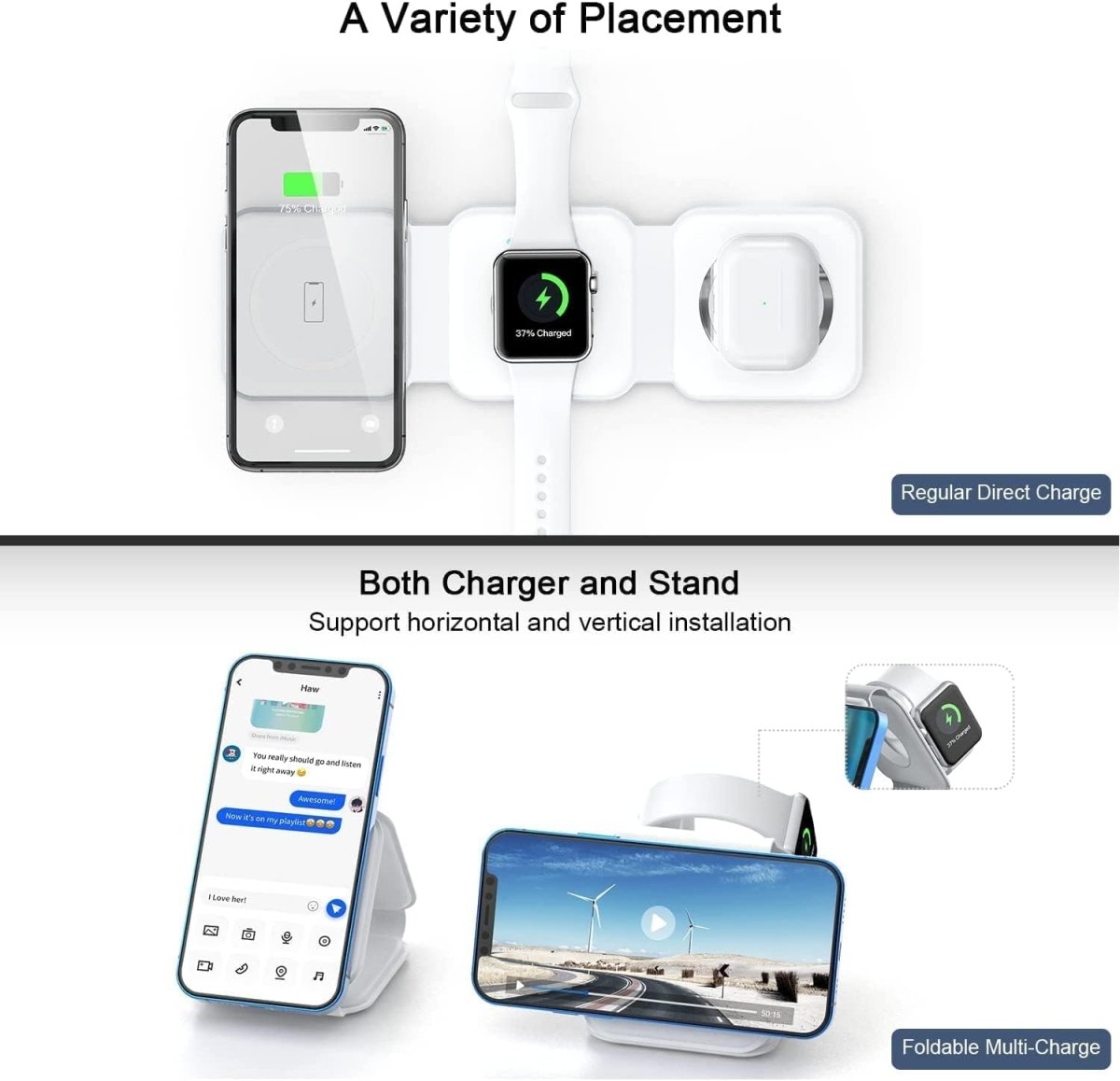 3 - in - 1 Wireless Charging Pad - Crown Cart