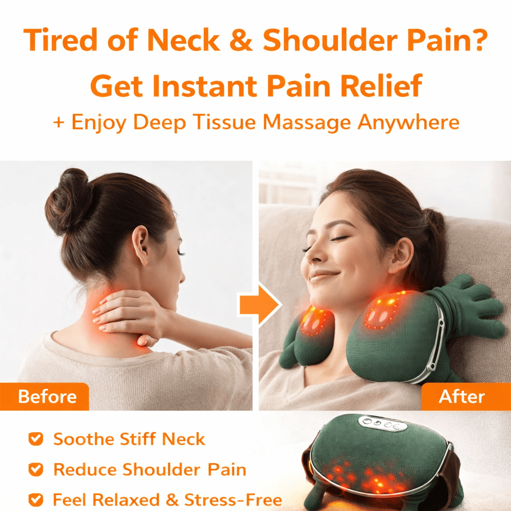 3D Shiatsu Neck & Shoulder Massager with Heat | Deep Tissue Pain Relief - Crown Cart
