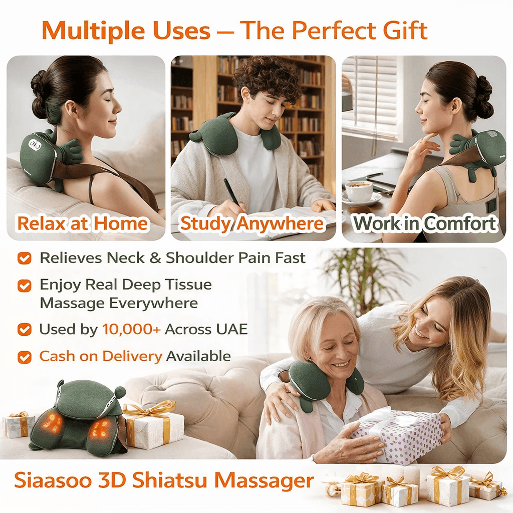 3D Shiatsu Neck & Shoulder Massager with Heat | Deep Tissue Pain Relief - Crown Cart