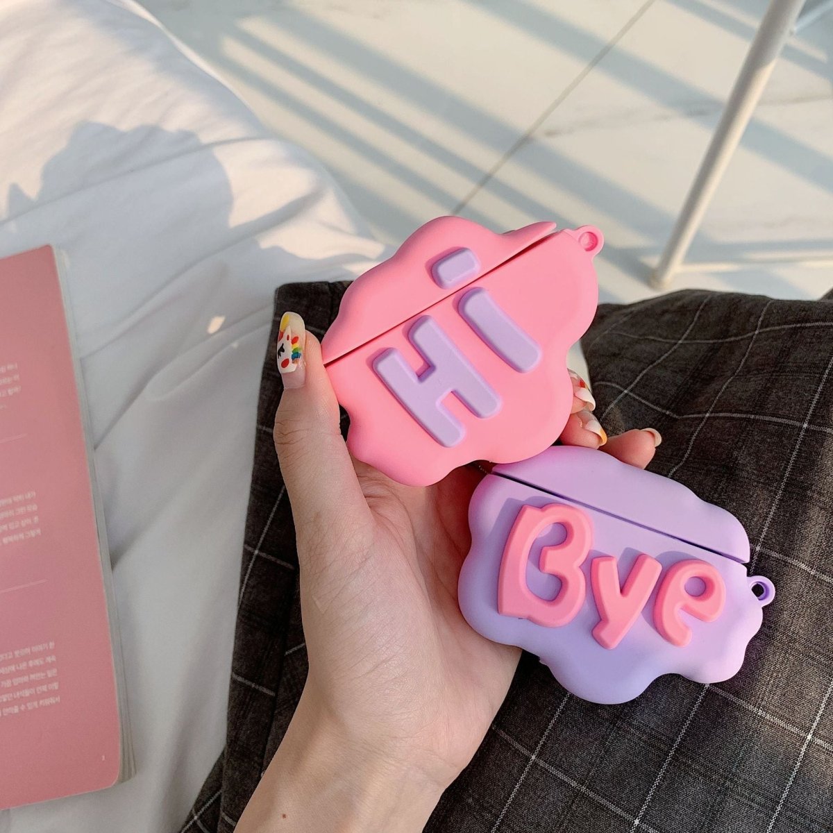 AirPod 2 Case 3D HI BYE Cloud Letter Cartoon Soft Silicone Wireless Earphone Cases For Apple Airpods Case Cute Cover - Crown Cart