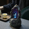 Creative Resin Backflow Incense Burner Crystal Cave Led Night Light Incense Creative Ornaments - Crown Cart