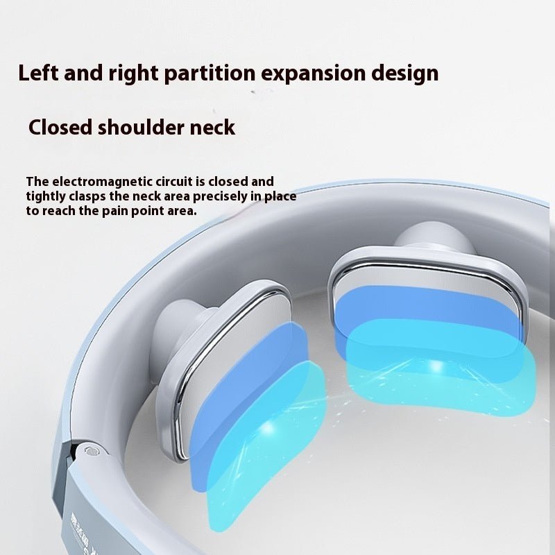 Electric Neck Massager EMS Pulse Rechargeable USB Cervical Traction Therapy Massage Stimulator Pain Relief Heating Function - Crown Cart