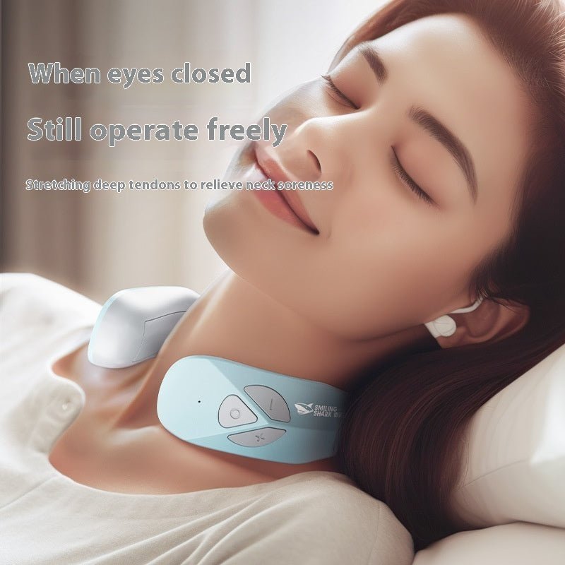 Electric Neck Massager EMS Pulse Rechargeable USB Cervical Traction Therapy Massage Stimulator Pain Relief Heating Function - Crown Cart