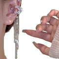 Fashion Elegant Zircon Awn Star Moon Tassel Non - piercing Ear Clip - Crown Cart