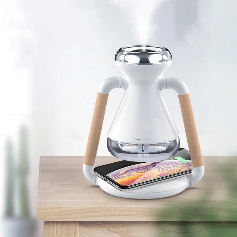 Humidifier USB Wireless Charging Desktop Ultrasonic Spray Aroma Diffuser Rotatable Home Office Mute Air Purifier - Crown Cart