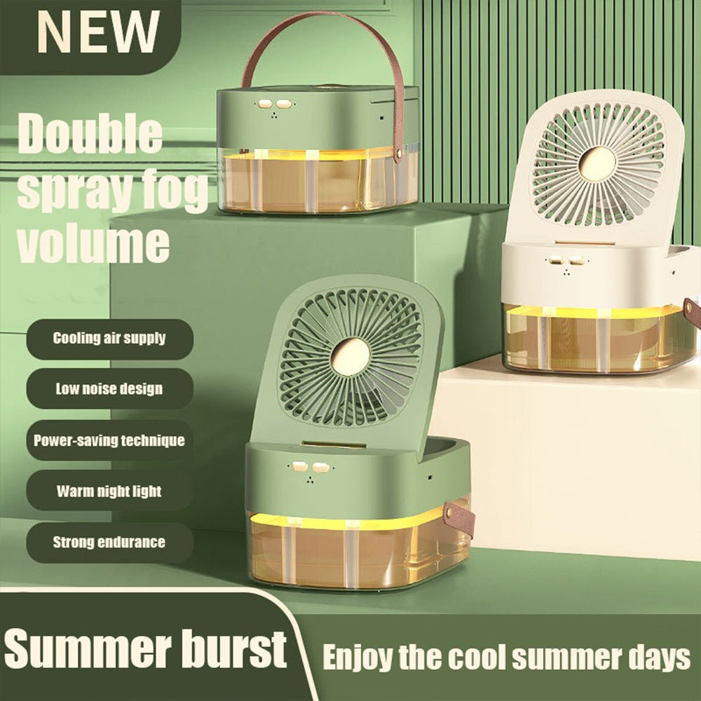 Humidifying Spray Fan Desktop Remote Control Timing Mini Air Cooler Big Wind Mute USB Charging Fan - Crown Cart