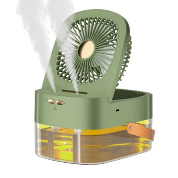 Humidifying Spray Fan Desktop Remote Control Timing Mini Air Cooler Big Wind Mute USB Charging Fan - Crown Cart